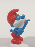 1996 Kinder Surprise Smurf Conductor 2" Tall Plastic Toy Figure