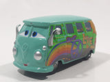 Disney Pixar Cars VW Bus Fillmore Volkswagen AG Groovy Love Flower Power Van Green Die Cast Toy Car Vehicle
