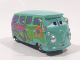 Disney Pixar Cars VW Bus Fillmore Volkswagen AG Groovy Love Flower Power Van Green Die Cast Toy Car Vehicle