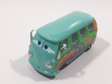 Disney Pixar Cars VW Bus Fillmore Volkswagen AG Groovy Love Flower Power Van Green Die Cast Toy Car Vehicle