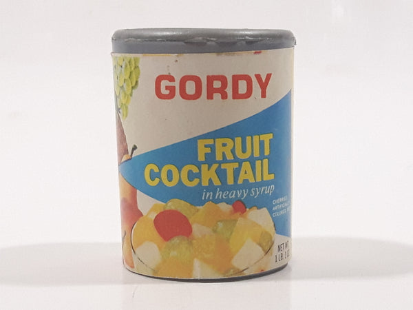 Vintage Gordy Fruit Cocktail In Heavy Syrup Miniature 1 1/2" Tall Plastic Toy Food Can