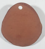 Faux Flowers and Leaves with Purple Bird Small Clay Pottery Pocket Wall Hanging