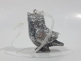 Silver Look Metal Owl Bird 2 1/2" Tall Hanging Ornament