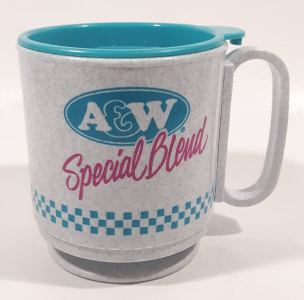 Whirley Industries A & W Special Blend 3 1/2" Tall Plastic Coffee Mug Cup with Lid