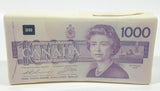 Rare Hard to find $1000 Canadian Dollar Paper Bill Stack Plastic Coin Bank
