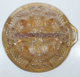 Vintage Indiana Orange Amber Iridescent Rainbow Gold 7 1/2" Diameter Carnival Glass Split Candy Dish