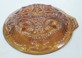 Vintage Indiana Orange Amber Iridescent Rainbow Gold 7 1/2" Diameter Carnival Glass Split Candy Dish