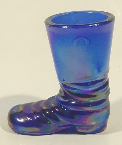 Boyd Electric Cobalt Blue Carnival Glass Boot Shaped 2 3/4" Tall Toothpick Holder