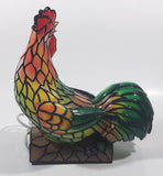 Rooster Chicken Shaped 8 1/2" Tall Plastic Stained Glass Style Decorative Table Lamp