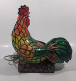 Rooster Chicken Shaped 8 1/2" Tall Plastic Stained Glass Style Decorative Table Lamp