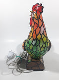 Rooster Chicken Shaped 8 1/2" Tall Plastic Stained Glass Style Decorative Table Lamp