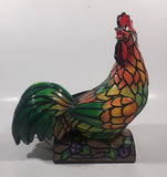 Rooster Chicken Shaped 8 1/2" Tall Plastic Stained Glass Style Decorative Table Lamp