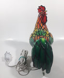 Rooster Chicken Shaped 8 1/2" Tall Plastic Stained Glass Style Decorative Table Lamp