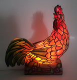 Rooster Chicken Shaped 8 1/2" Tall Plastic Stained Glass Style Decorative Table Lamp