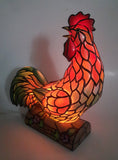 Rooster Chicken Shaped 8 1/2" Tall Plastic Stained Glass Style Decorative Table Lamp