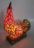Rooster Chicken Shaped 8 1/2" Tall Plastic Stained Glass Style Decorative Table Lamp
