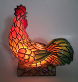 Rooster Chicken Shaped 8 1/2" Tall Plastic Stained Glass Style Decorative Table Lamp