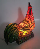 Rooster Chicken Shaped 8 1/2" Tall Plastic Stained Glass Style Decorative Table Lamp