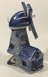 Delft Blue Holland 5 1/4" Tall Hand Painted Porcelain Windmill Tea Light Candle Holder