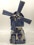 Delft Blue Holland 8 3/4" Tall Hand Painted Porcelain Wind Up Musical Windmill