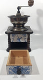 Rare Vintage Delft Blue Windmill Ceramic Tile Wood Coffee Grinder Mill