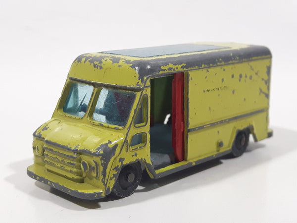 Vintage 1960s Husky Commer 'Walk-Thru' Van Lime Green Die Cast Toy Car Vehicle with Sliding Doors Made in Gt. Britain