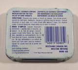 Vintage Beecham Canada Inc. Sucrets Regular Sore Throat Lozenges 24 Hexylresorcinol Lozenges/Pastilles Hinged Tin Metal Container Case Weston Ontario EMPTY