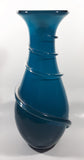 Czech Republic Beautiful Twisting Swirling Spiraling Clear Applied Glass Blue 12" Tall Art Glass Flower Vase