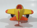 Vintage Buddy L Sky Racer Single Propeller One-Seater Airplane Yellow and Orange Die Cast Toy Aircraft Made in Japan