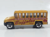 2001 Matchbox City Dudes School Bus "Burton Hill Elementary" Buffalos Yellow Die Cast Toy Car Vehicle with Opening Door