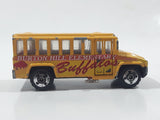 2001 Matchbox City Dudes School Bus "Burton Hill Elementary" Buffalos Yellow Die Cast Toy Car Vehicle with Opening Door