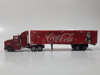 Coca Cola Santa Claus Christmas Themed Semi Truck and Trailer Red Die Cast Toy Car Vehicle