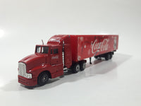 Coca Cola Santa Claus Christmas Themed Semi Truck and Trailer Red Die Cast Toy Car Vehicle