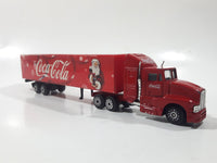 Coca Cola Santa Claus Christmas Themed Semi Truck and Trailer Red Die Cast Toy Car Vehicle