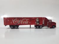 Coca Cola Santa Claus Christmas Themed Semi Truck and Trailer Red Die Cast Toy Car Vehicle