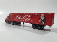 Coca Cola Santa Claus Christmas Themed Semi Truck and Trailer Red Die Cast Toy Car Vehicle
