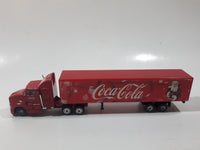 Coca Cola Santa Claus Christmas Themed Semi Truck and Trailer Red Die Cast Toy Car Vehicle