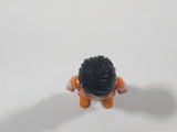 1992 Geobra Playmobil Woman with Black Hair Orange and Yellow Striped Sweater Over White Top and Blue Jean Pants 3" Tall Toy Figure