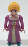 1987 Geobra Playmobil Woman with Blonde Hair In Light Purple Dress 3" Tall Toy Figure
