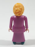 1987 Geobra Playmobil Woman with Blonde Hair In Light Purple Dress 3" Tall Toy Figure