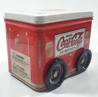 Drink Coca-Cola In Bottle 5 Cents Coke Trailer Shaped Tin Metal Container with Rolling Wheels