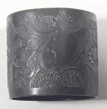 Antique 1800s Engraved Etched Silver Look Heavy Metal Napkin Holder Ring