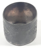 Antique 1800s Engraved Etched Silver Look Heavy Metal Napkin Holder Ring