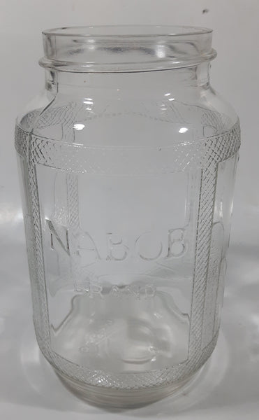 Vintage Nabob Brand Coffee 7" Tall Embossed Glass Jar