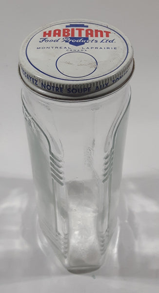 Rare Vintage Habitant Food Products Ltd Montre Laprairie Canada Tomato Soup 6 1/4" Tall 16 Fl Oz Embossed Glass Jar with Lid