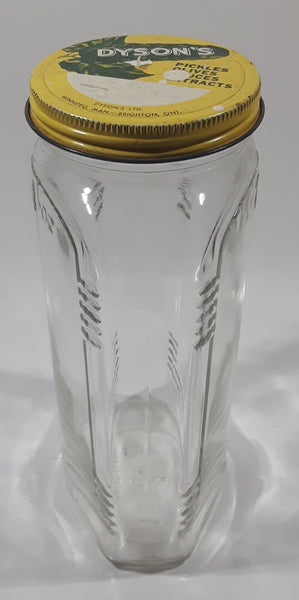 Rare Vintage Dyson's Ltd. Pickles 7" Tall 24 Fl Oz Embossed Glass Jar with Lid Winnipeg Manitoba Brighton Ontario