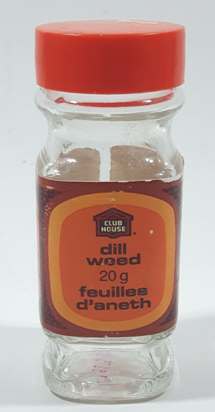 Vintage 1989 McCormick Club House Dill Weed 20g 4" Tall Glass Spice Jar with Paper Label London Canada