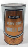 Vintage Simpsons Sears Allstate Heavy Duty Motor Oil 1 Quart SAE 30 Gold and White Metal Oil Can FULL