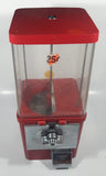 Vintage Komet Red Metal with Plastic Globe "Thank You" 15 1/2" Tall Gumball Candy Dispenser Vending Machine with Two Keys