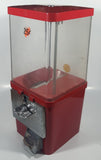 Vintage Komet Red Metal with Plastic Globe "Thank You" 15 1/2" Tall Gumball Candy Dispenser Vending Machine with Two Keys